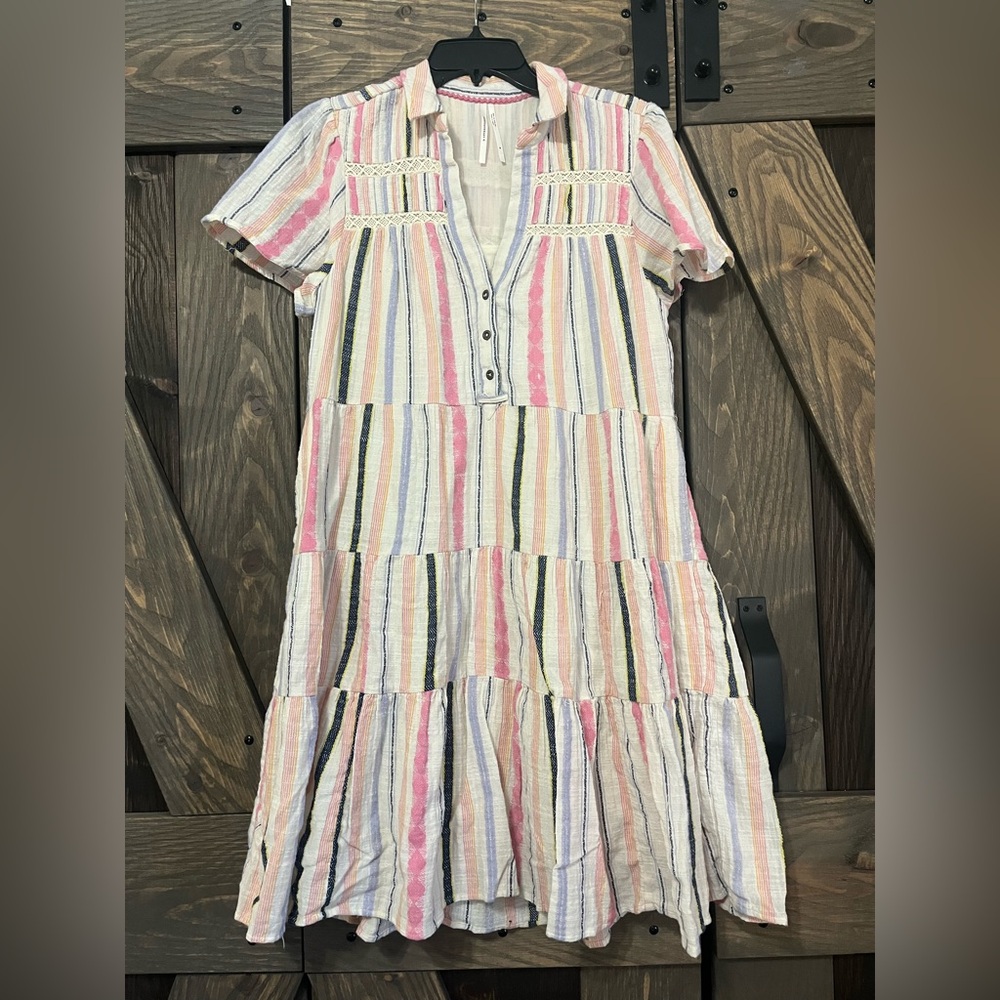 Anthropologie Boho Summer Multicolor Button-Down Dress